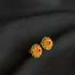 Elegant 22K Gold Floral Stud Earrings with Gemstone Center.