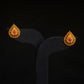 Elegant 22K Gold Teardrop/Paisley Stud Earrings with Gemstone.
