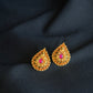 Elegant 22K Gold Teardrop/Paisley Stud Earrings with Gemstone.