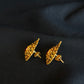Elegant 22K Gold Teardrop/Paisley Stud Earrings with Gemstone.