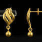 22K Yellow Gold Filigree Shield Drop Earrings | Traditional Indian Lace-Work Jewelry