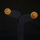 Artisan 22K Gold Circular Stud Earrings with Gemstone Accent.