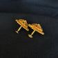 Artisan 22K Gold Circular Stud Earrings with Gemstone Accent.