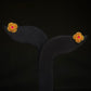 Elegant 22K Gold Floral/Petal Stud Earrings with Gemstone Accent.