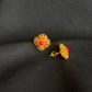 Elegant 22K Gold Floral/Petal Stud Earrings with Gemstone Accent.
