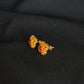 Elegant 22K Gold Floral/Petal Stud Earrings with Gemstone Accent.