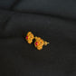 Elegant 22K Gold Floral/Petal Stud Earrings with Gemstone Accent.