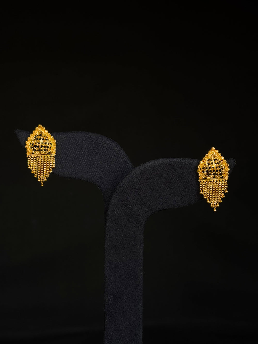 Artisan 22K Gold Stud Earrings with Dangling Details - Cultural Elegance.
