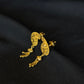 Elegant 22K Gold Paisley/Mango Stud Earrings with Dangling Beads.