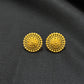 22K Gold Round Stud Earrings with Intricate Filigree Design - Traditional Indian Jewelry