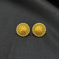22K Gold Round Stud Earrings with Intricate Filigree Design - Traditional Indian Jewelry