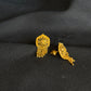 22K Gold Stud Earrings with Dangling Chain Details.