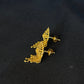 22K Gold Stud Earrings with Dangling Chain Details.