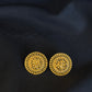 22K Gold Round Stud Earrings with Intricate Filigree Design