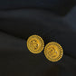 22K Gold Round Stud Earrings with Intricate Filigree Design