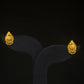 22K Gold Scalloped/Fan Stud Earrings with Dangling Beads