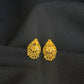 22K Gold Scalloped/Fan Stud Earrings with Dangling Beads