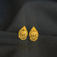 22K Gold Scalloped/Fan Stud Earrings with Dangling Beads