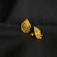 22K Gold Scalloped/Fan Stud Earrings with Dangling Beads