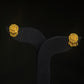 22K Gold Oval Stud Earrings with Dangling Beads.
