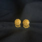 22K Gold Oval Stud Earrings with Dangling Beads.