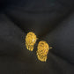 22K Gold Oval Stud Earrings with Dangling Beads.