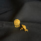 22K Gold Oval Stud Earrings with Dangling Beads.
