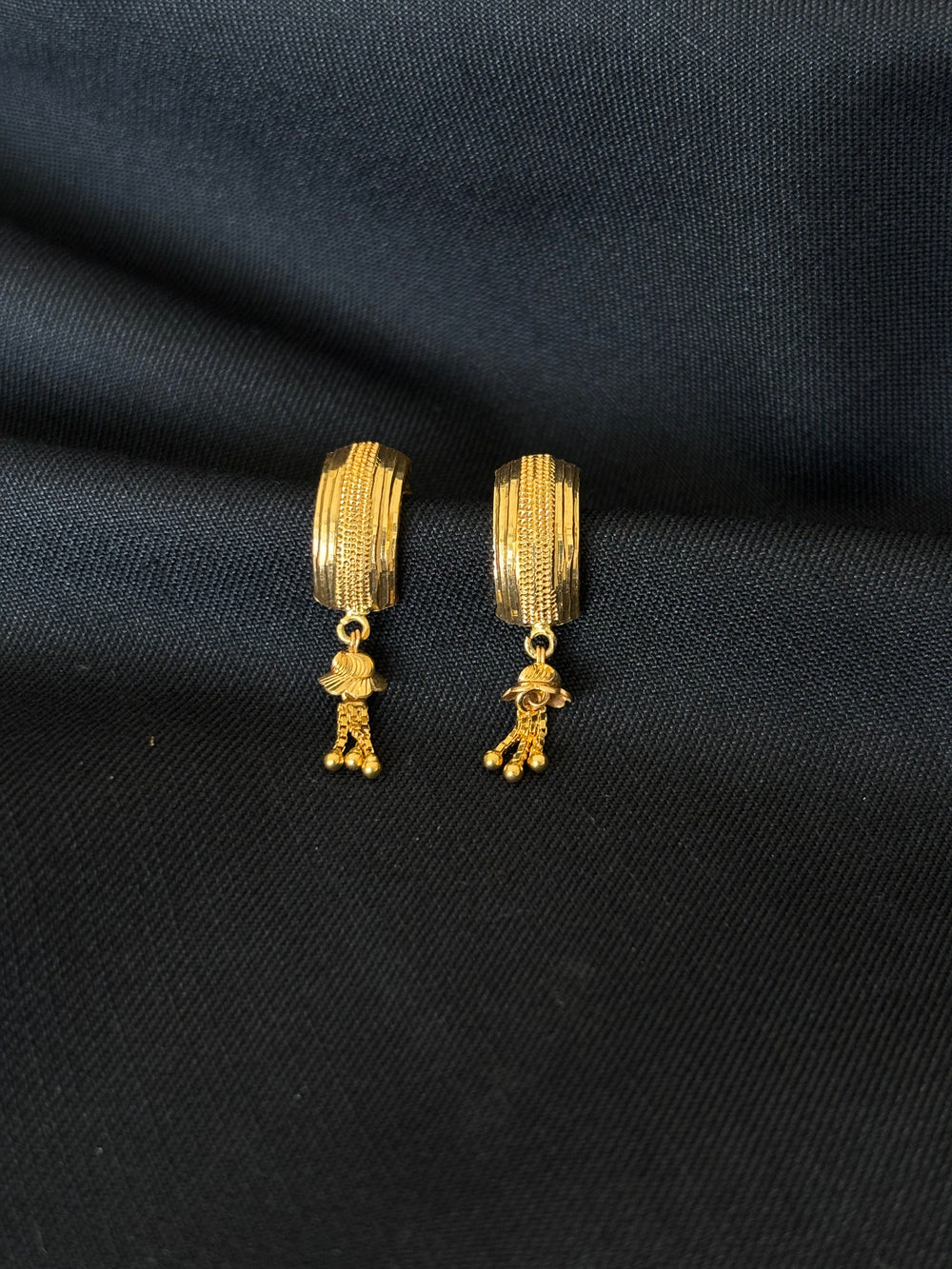 22K Gold Bell-Shaped Drop Earrings