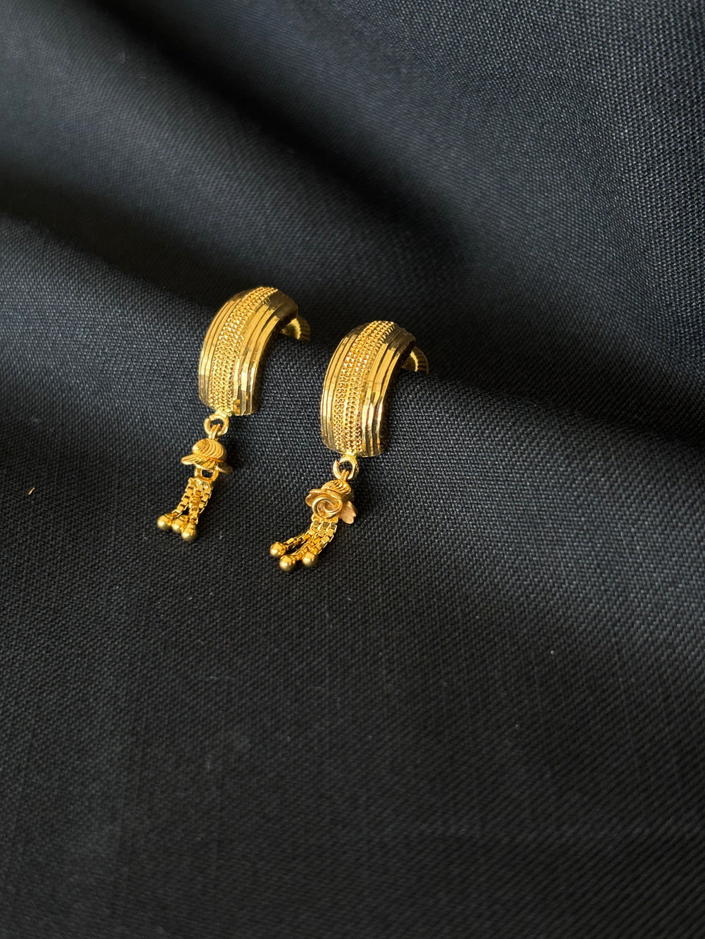 22K Gold Bell-Shaped Drop Earrings
