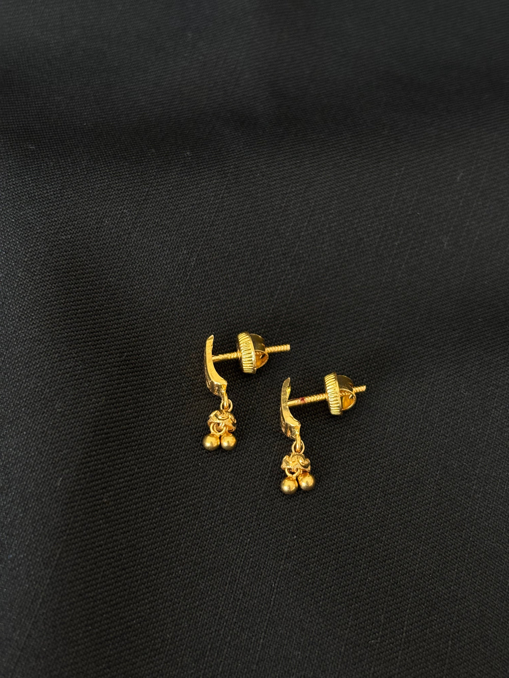 22KT Gold Drop Earrings with Textured Design