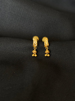 22K Gold Drop Earrings with Textured Design