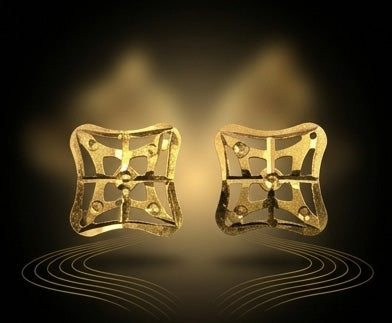 22K Yellow Gold Fluid Leaf Motif Drop Earrings | Modern High-Polish Jewelry