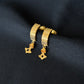 22K Gold Modern Linear Drop Earrings | Textured Vertical Bar Gold Jewelry