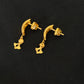 22K Gold Modern Linear Drop Earrings | Textured Vertical Bar Gold Jewelry