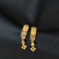22K Gold Modern Linear Drop Earrings | Textured Vertical Bar Gold Jewelry