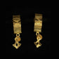 22K Gold Modern Linear Drop Earrings | Textured Vertical Bar Gold Jewelry