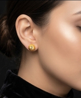 22K Gold Traditional Rawa Work Drop Earrings | Granulated Filigree Jewelry