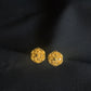 22K Gold Floral/Circular Stud Earrings with Detailed Design.