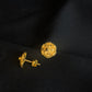22K Gold Floral/Circular Stud Earrings with Detailed Design.