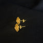 22K Gold Floral/Circular Stud Earrings with Detailed Design.