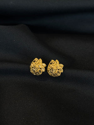 Artisan Filigree: 22K Gold Floral Stud Earrings