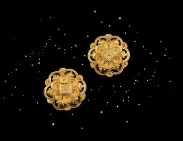 22K Yellow Gold Filigree Sphere Drop Earrings | Beaded Traditional Dangles
