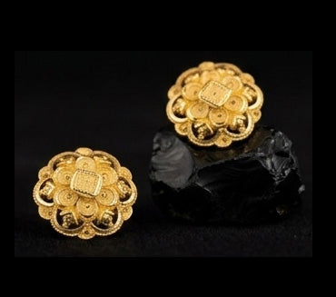22KT Yellow Gold Filigree Sphere Drop Earrings | Beaded Traditional Dangles