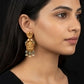 22K Yellow Gold Ribbed Oval Bali Earrings | Textured Gold Hoop Jewelry