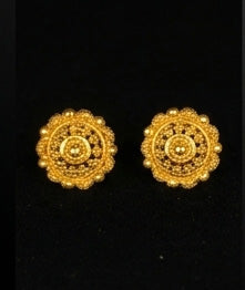 22K Gold Modern High-Polish Swirl Drop Earrings | Sleek Abstract Gold Jewelry