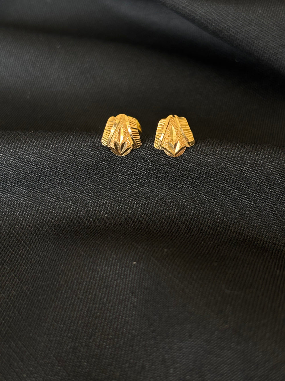 Modern Textured Studs: 22K Gold Geometric Earrings