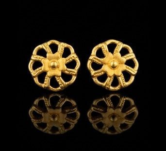 22K Gold Floral Teardrop Filigree Earrings | Traditional Beaded Gold Drops