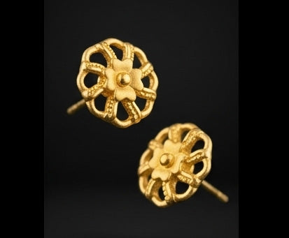 22K Gold Floral Teardrop Filigree Earrings | Traditional Beaded Gold Drops