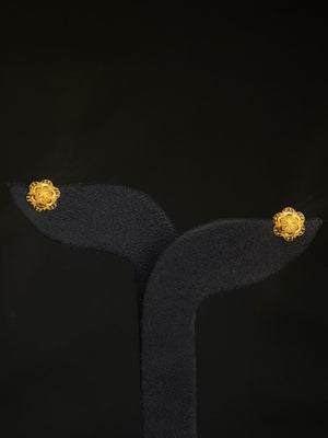 22K Gold Floral Stud Earrings.