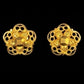 22K Gold Contemporary Fan Motif Earrings | Textured Geometric Gold Drops